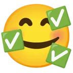 smiling face with hearts + check mark button