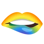 bocca che morde il labbro + arcobaleno