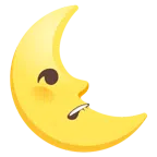 bocca che morde il labbro + faccina ultimo quarto di luna