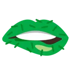 bocca che morde il labbro + albero sempreverde