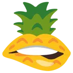 bocca che morde il labbro + ananas