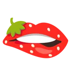 bocca che morde il labbro + fragola