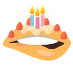 bocca che morde il labbro + torta di compleanno