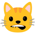 bocca che morde il labbro + muso di gatto