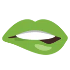 bocca che morde il labbro + cuore verde