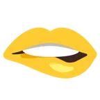 bocca che morde il labbro + cuore giallo