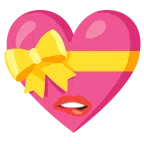 bocca che morde il labbro + cuore con fiocco