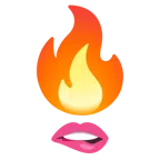bocca che morde il labbro + fuoco