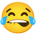 bocca che morde il labbro + faccina con lacrime di gioia