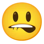 bocca che morde il labbro + faccina con sorriso e occhi spalancati
