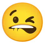 bocca che morde il labbro + faccina che fa l’occhiolino