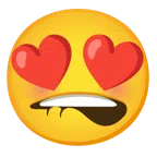 bocca che morde il labbro + faccina con sorriso e occhi a cuore