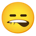 bocca che morde il labbro + faccina inespressiva