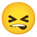 bocca che morde il labbro + faccina frustrata