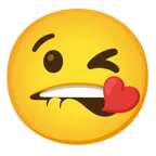 bocca che morde il labbro + faccina che manda un bacio