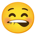 bocca che morde il labbro + faccina che bacia con occhi chiusi