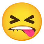 bocca che morde il labbro + faccina che strizza gli occhi e mostra la lingua