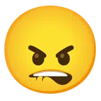 bocca che morde il labbro + faccina arrabbiata