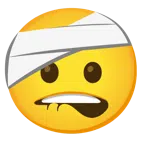 bocca che morde il labbro + faccina con la testa bendata