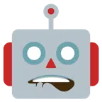 bocca che morde il labbro + faccina di robot