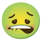 bocca che morde il labbro + faccina nauseata