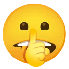 bocca che morde il labbro + faccina che zittisce