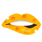 bocca che morde il labbro + fetta di formaggio
