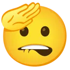bocca che morde il labbro + faccina che fa il saluto