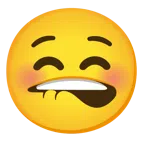 bocca che morde il labbro + faccina sorridente