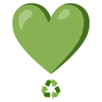 punto esclamativo a cuore + simbolo del riciclaggio