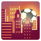 Fußball + Sonnenuntergang in der Stadt