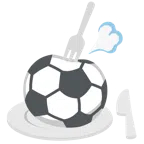 Fußball + Teller mit Messer und Gabel