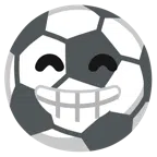 Fußball + strahlendes Gesicht mit lachenden Augen