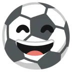 Fußball + grinsendes Gesicht mit lachenden Augen