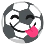 Fußball + sich die Lippen leckendes Gesicht