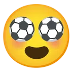 Fußball + lächelndes Gesicht mit herzförmigen Augen