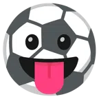 Fußball + Gesicht mit herausgestreckter Zunge