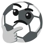Fußball + nachdenkendes Gesicht