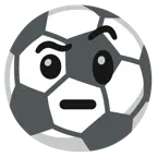 Fußball + Gesicht mit hochgezogenen Augenbrauen