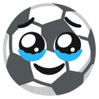 Fußball + Gesicht, das Tränen zurückhält