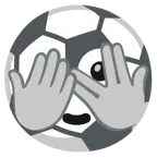 Fußball + Gesicht mit durch die Finger linsendem Auge