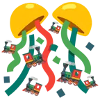 Konfettiball + Dampflokomotive