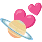 due cuori + pianeta con satellite