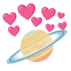 cuore con freccia + pianeta con satellite