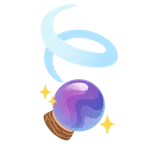 crystal ball + leaf fluttering in wind