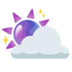 crystal ball + sun behind cloud
