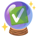 crystal ball + check mark button