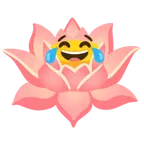기쁨의 눈물을 흘리는 얼굴 + 연꽃