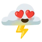 smiling face with heart-eyes + cloud with lightning