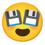 smiling face with heart-eyes + floppy disk